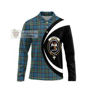 Ralston UK Tartan Long Sleeve Polo Shirt with Family Crest Circle Style