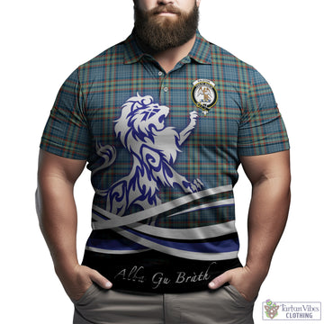 Ralston UK Tartan Polo Shirt with Alba Gu Brath Regal Lion Emblem