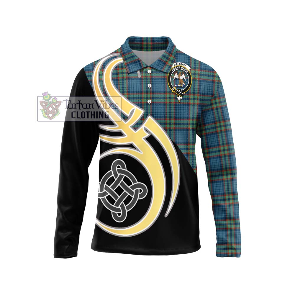 Ralston UK Tartan Long Sleeve Polo Shirt with Family Crest and Celtic Symbol Style Unisex - Tartan Vibes Clothing