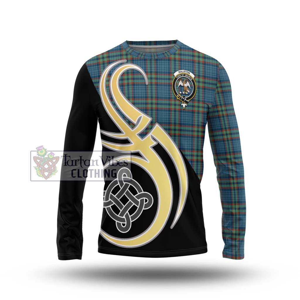 Ralston UK Tartan Long Sleeve T-Shirt with Family Crest and Celtic Symbol Style Unisex - Tartan Vibes Clothing