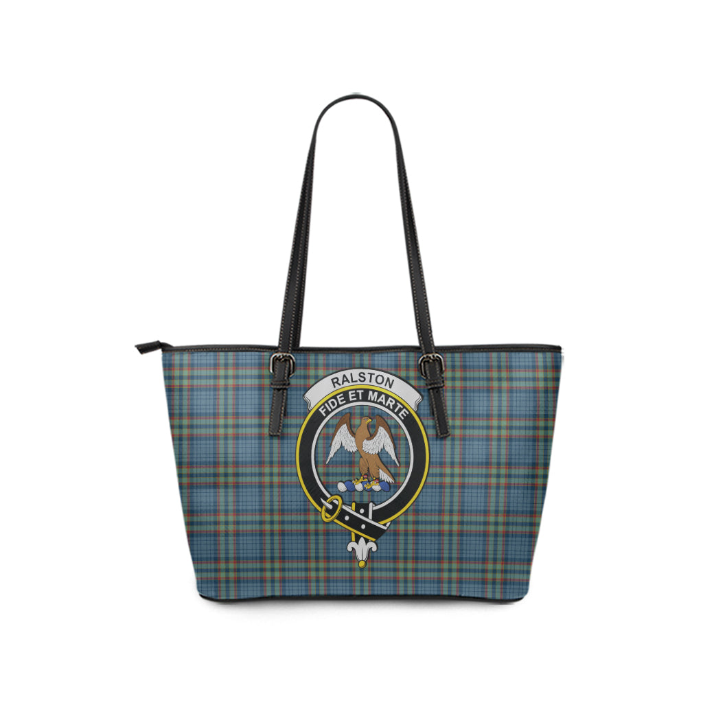 Ralston UK Tartan Leather Tote Bag with Family Crest - Tartan Vibes Clothing