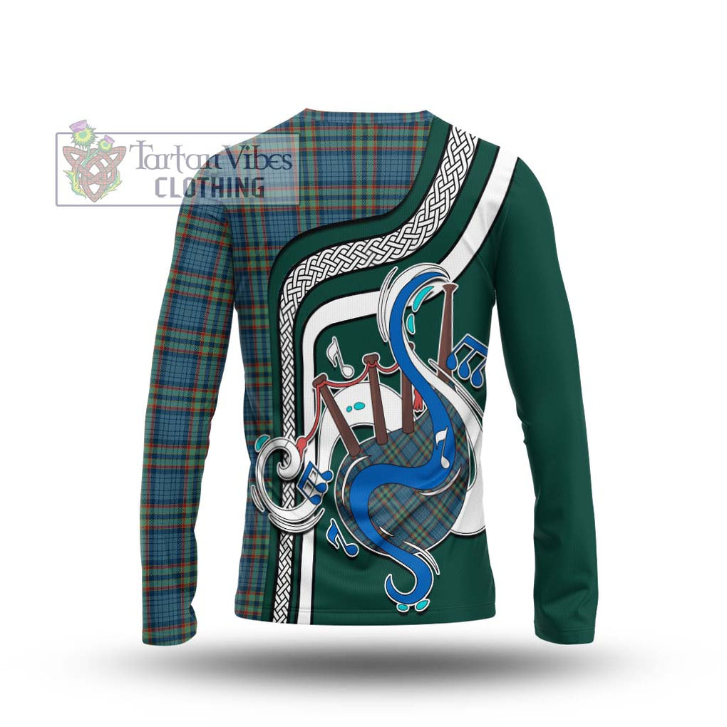 Tartan Vibes Clothing Ralston UK Tartan Long Sleeve T-Shirt with Epic Bagpipe Style