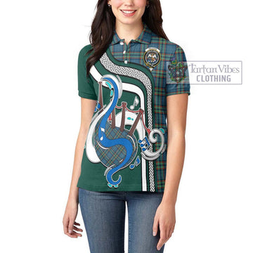 Ralston UK Tartan Women's Polo Shirt with Epic Bagpipe Style