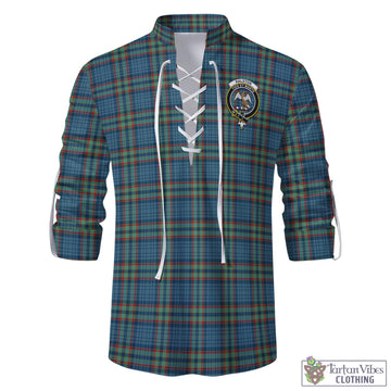 Ralston UK Tartan Men's Scottish Traditional Jacobite Ghillie Kilt Shirt with Family Crest