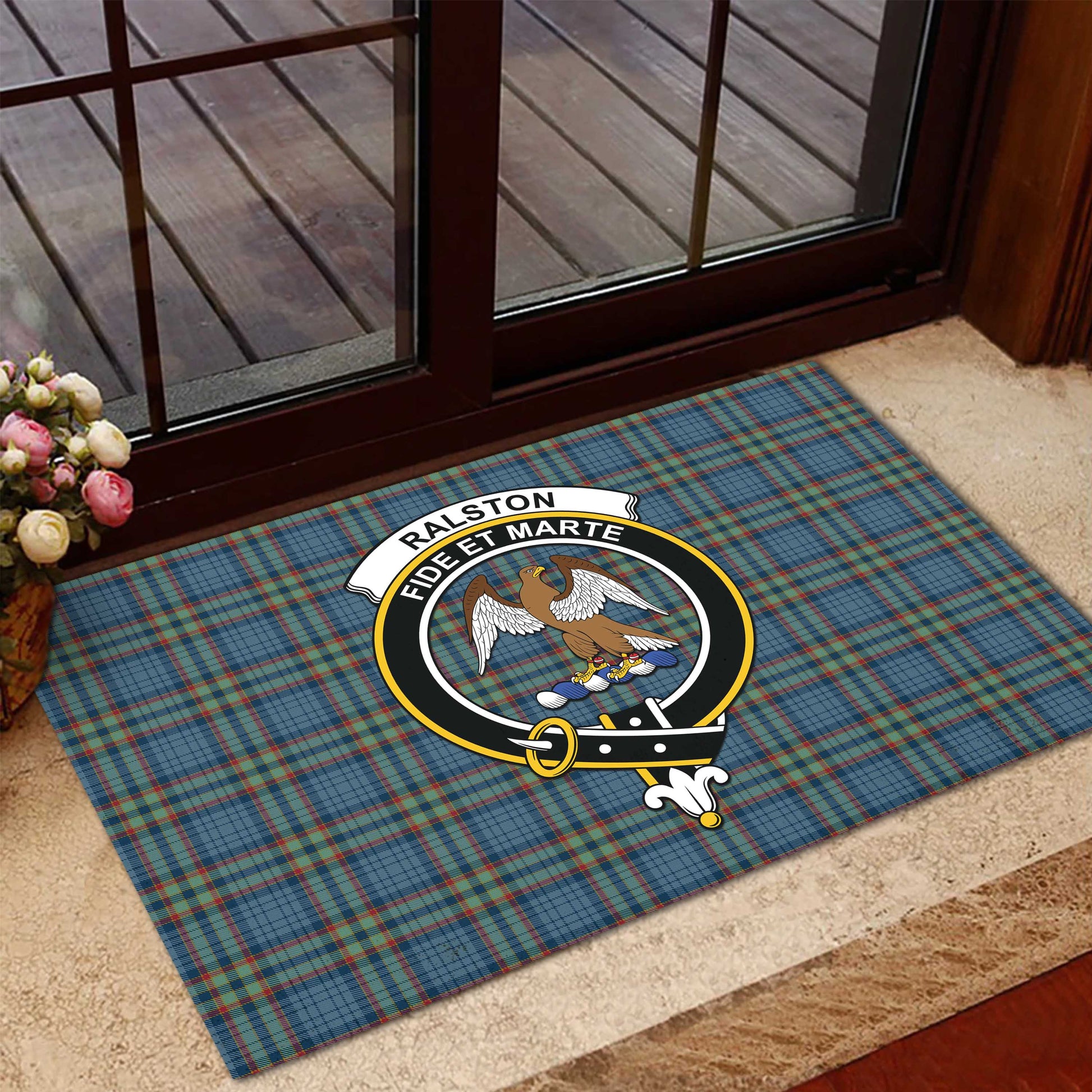 Ralston UK Tartan Door Mat with Family Crest - Tartanvibesclothing