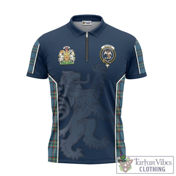 Ralston UK Tartan Zipper Polo Shirt with Family Crest and Lion Rampant Vibes Sport Style