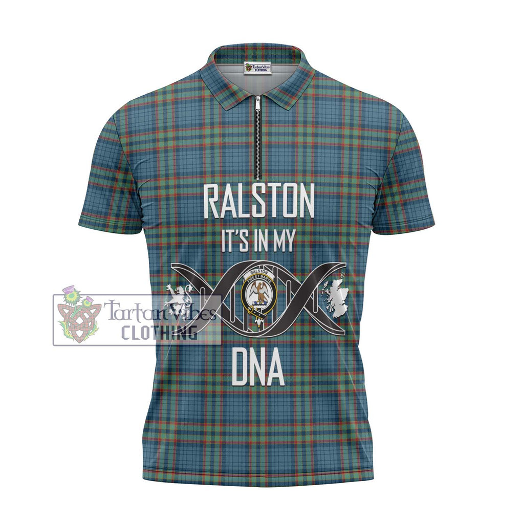 Ralston UK Tartan Zipper Polo Shirt with Family Crest DNA In Me Style - Tartanvibesclothing Shop