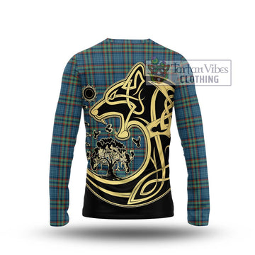 Ralston UK Tartan Long Sleeve T-Shirt with Family Crest Celtic Wolf Style