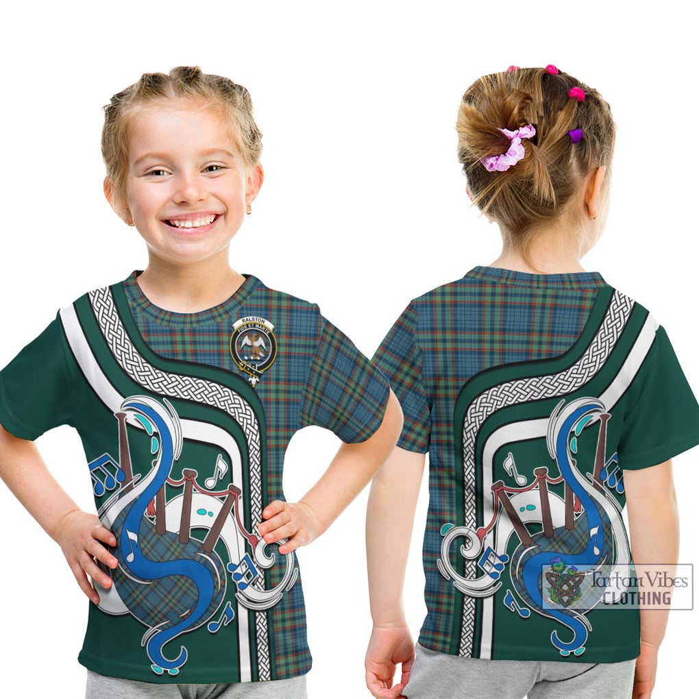 Tartan Vibes Clothing Ralston UK Tartan Kid T-Shirt with Epic Bagpipe Style