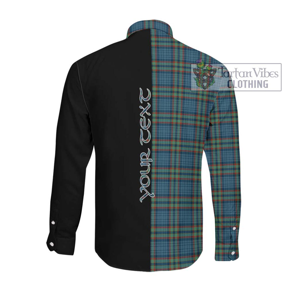 Ralston UK Tartan Long Sleeve Button Shirt with Family Crest and Half Of Me Style Men's Shirt - Tartanvibesclothing Shop