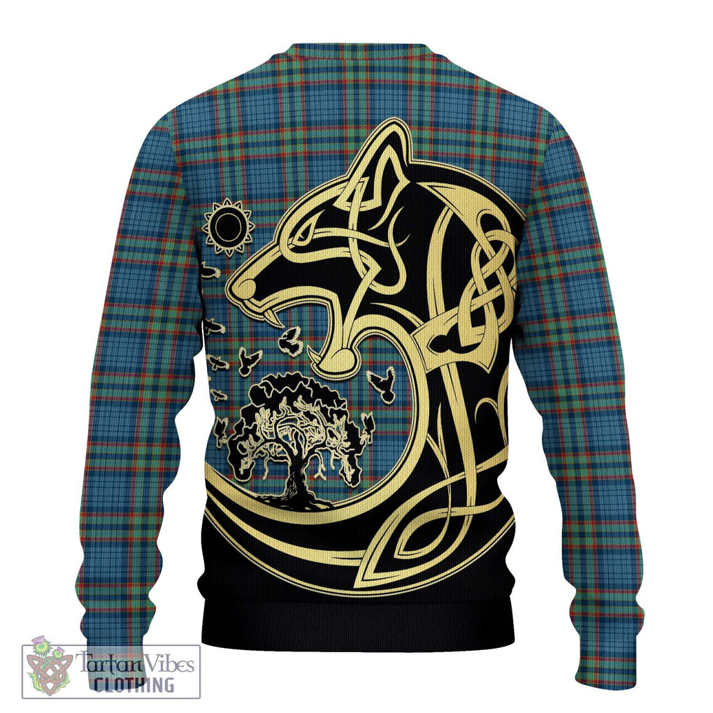 Ralston UK Tartan Knitted Sweater with Family Crest Celtic Wolf Style - Tartan Vibes Clothing