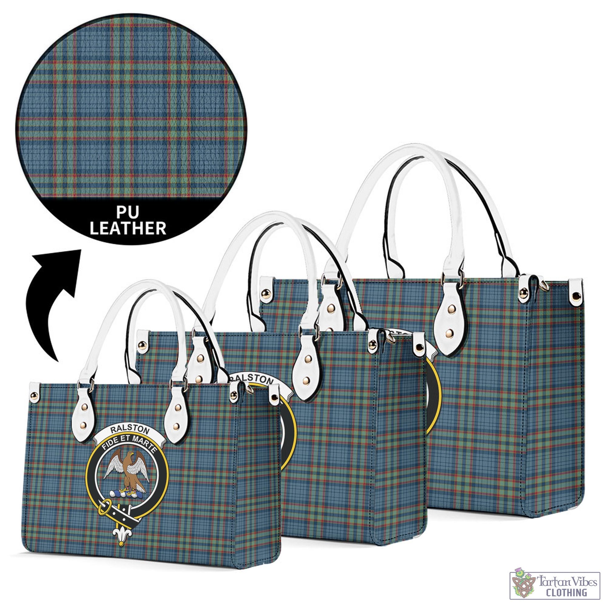Tartan Vibes Clothing Ralston UK Tartan Luxury Leather Handbags with Family Crest