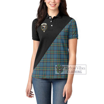 Ralston UK Tartan Women's Polo Shirt with Family Crest and Military Logo Style