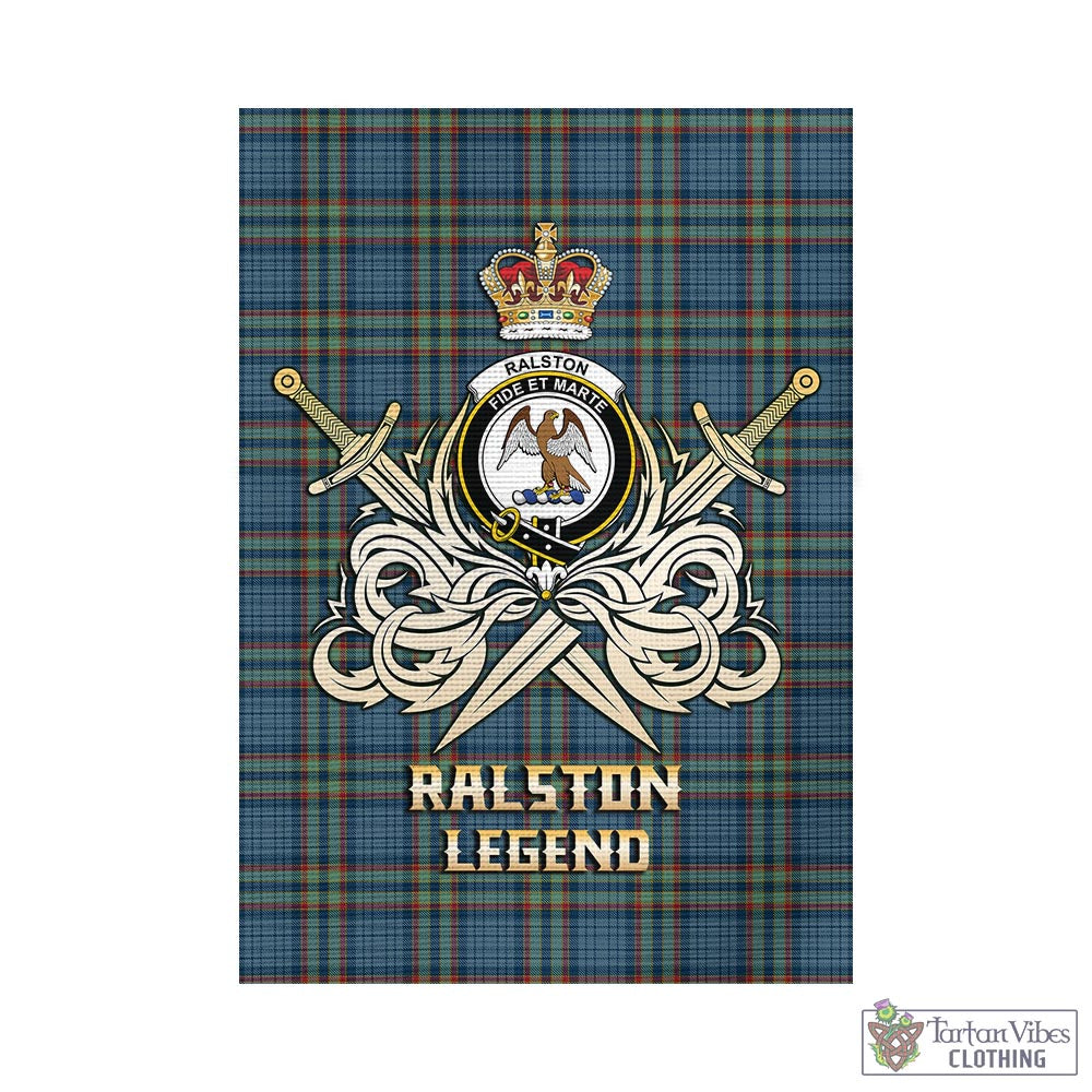 Tartan Vibes Clothing Ralston UK Tartan Flag with Clan Crest and the Golden Sword of Courageous Legacy