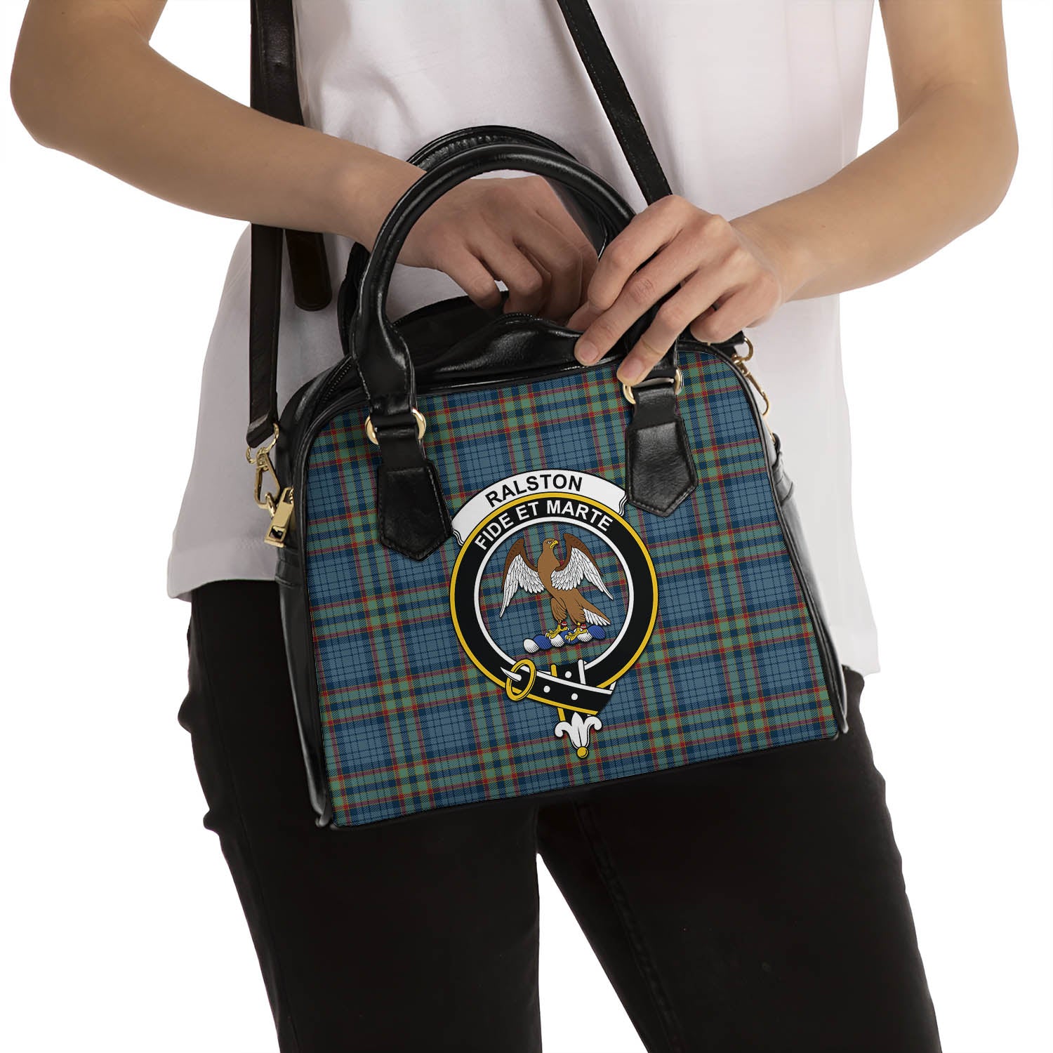Ralston UK Tartan Shoulder Handbags with Family Crest - Tartanvibesclothing