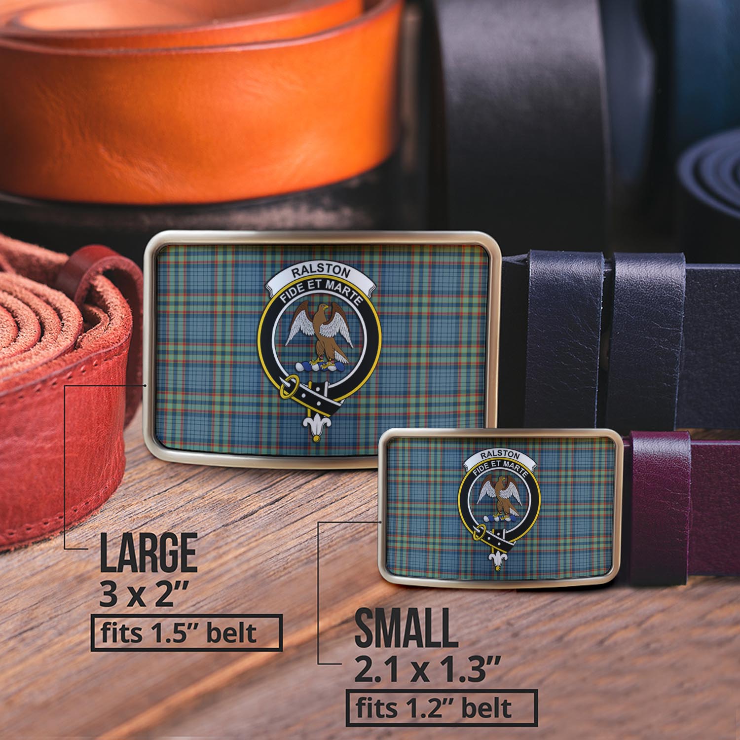 Ralston UK Tartan Belt Buckles with Family Crest - Tartanvibesclothing Shop