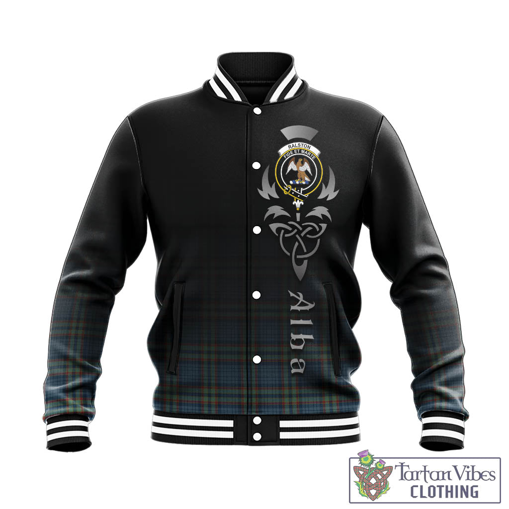 Tartan Vibes Clothing Ralston UK Tartan Baseball Jacket Featuring Alba Gu Brath Family Crest Celtic Inspired