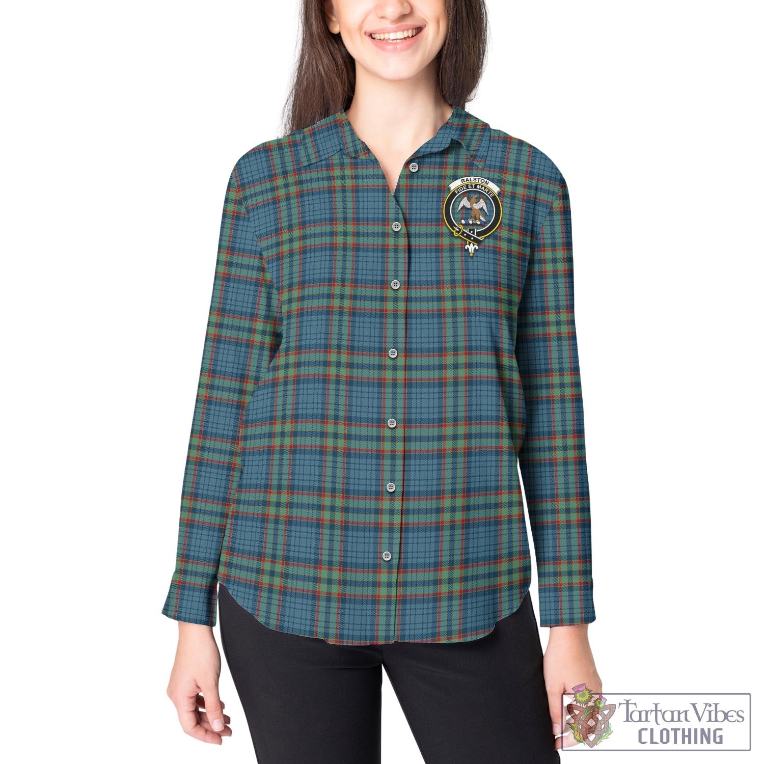 Tartan Vibes Clothing Ralston UK Tartan Womens Casual Shirt with Family Crest