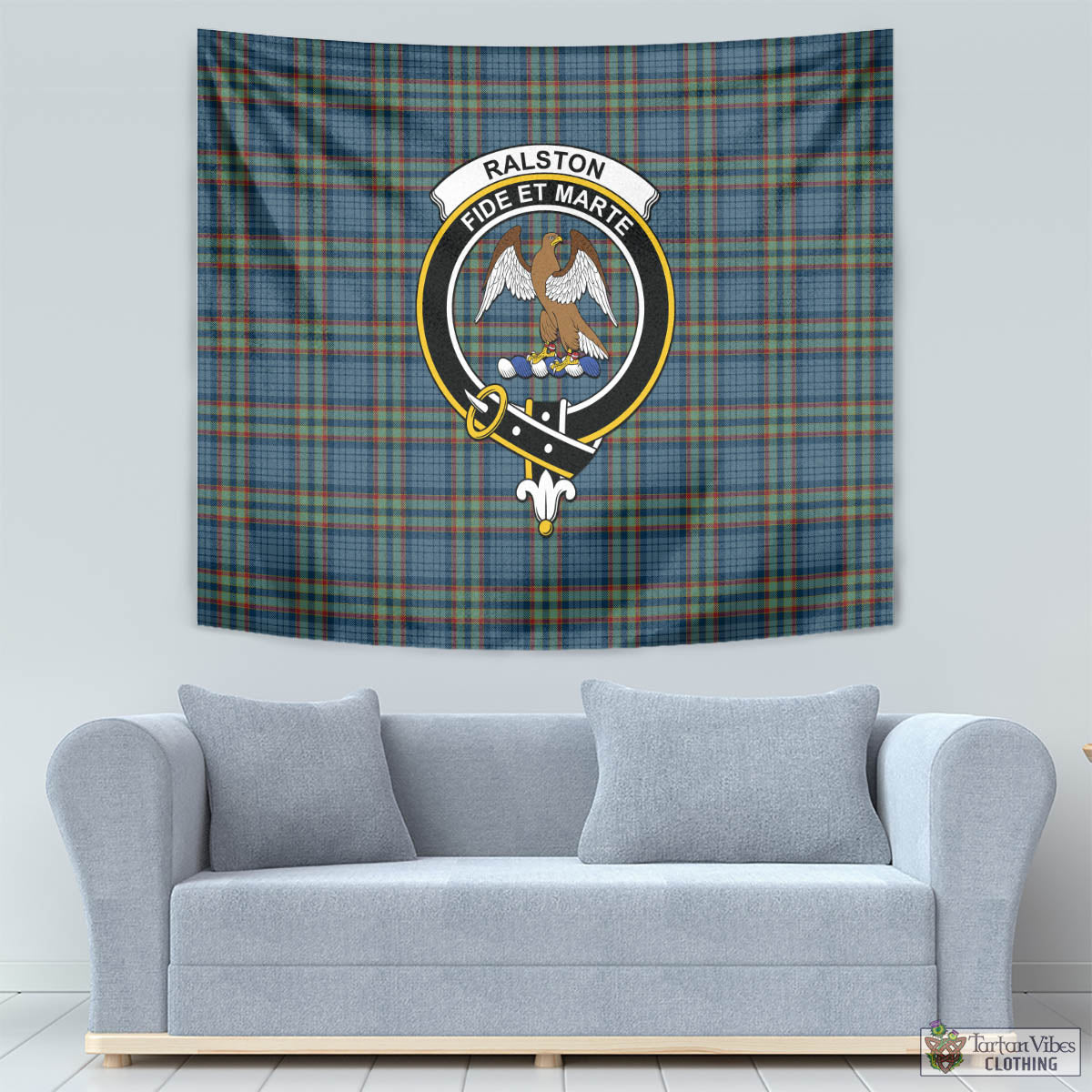 Tartan Vibes Clothing Ralston UK Tartan Tapestry Wall Hanging and Home Decor for Room with Family Crest