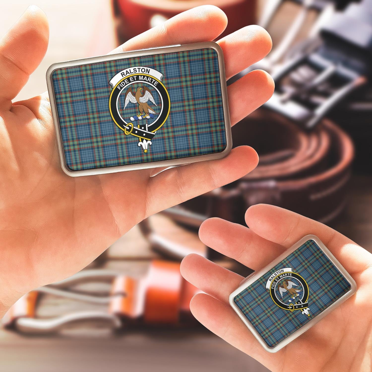 Ralston UK Tartan Belt Buckles with Family Crest - Tartanvibesclothing Shop