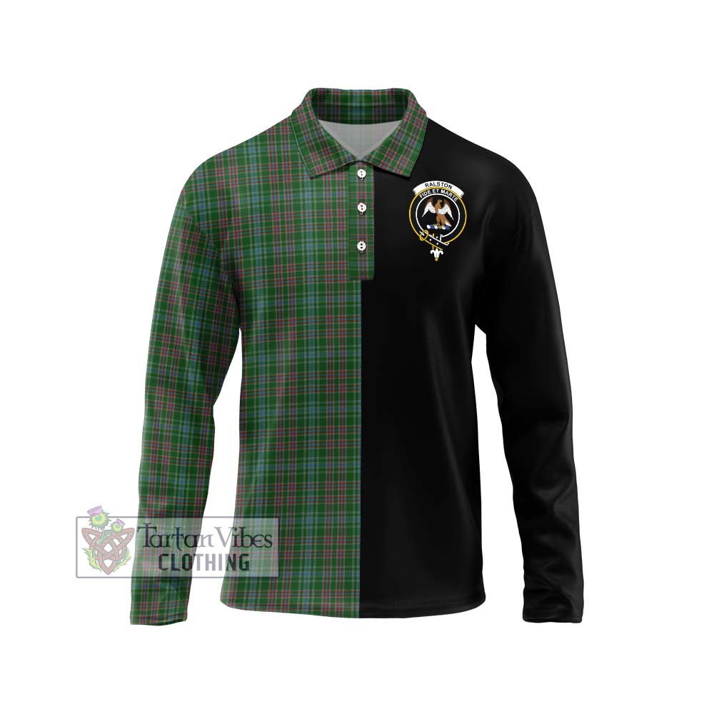 Ralston USA Tartan Long Sleeve Polo Shirt with Family Crest and Half Of Me Style Unisex - Tartanvibesclothing Shop