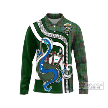 Ralston USA Tartan Long Sleeve Polo Shirt with Epic Bagpipe Style