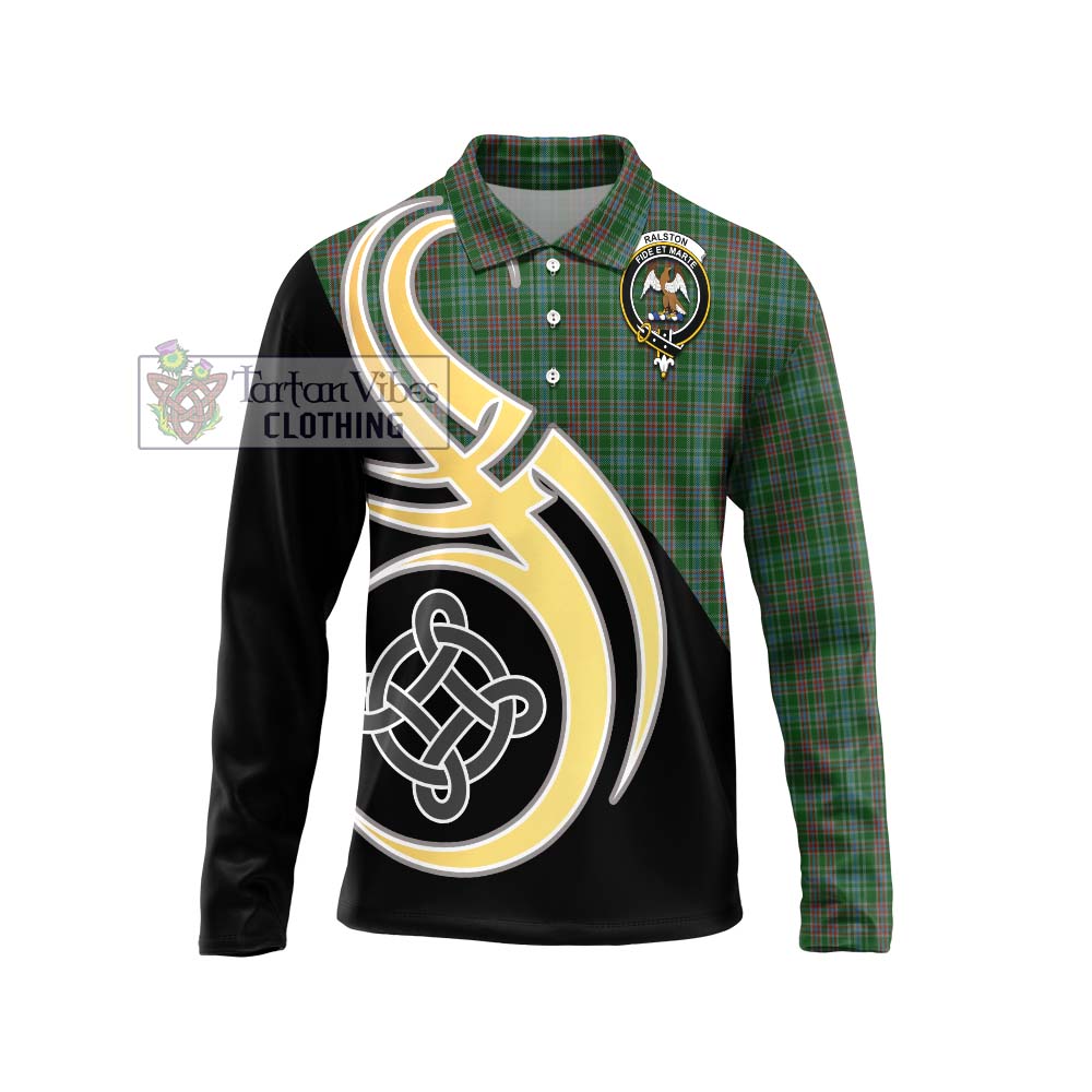 Ralston USA Tartan Long Sleeve Polo Shirt with Family Crest and Celtic Symbol Style Unisex - Tartan Vibes Clothing