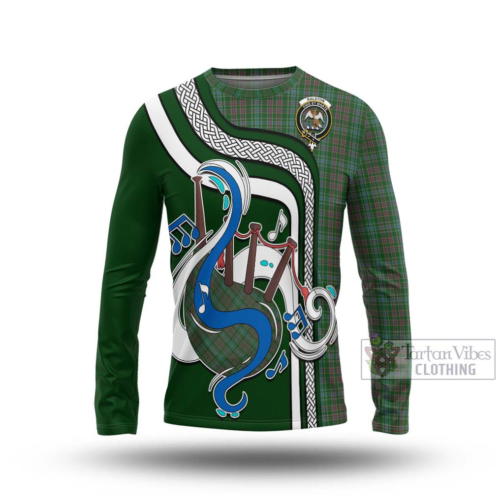 Tartan Vibes Clothing Ralston USA Tartan Long Sleeve T-Shirt with Epic Bagpipe Style