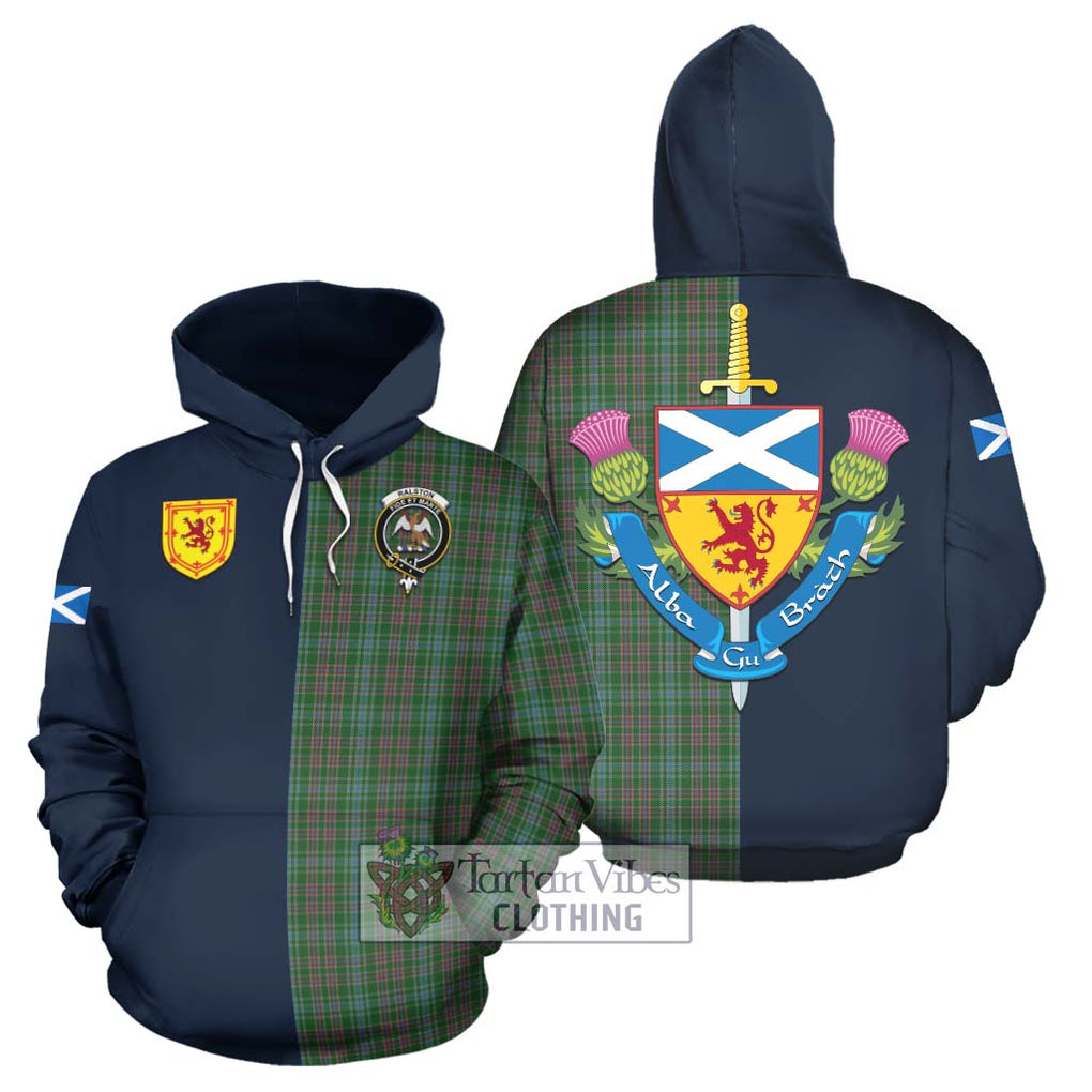 Tartan Vibes Clothing Ralston USA Tartan Hoodie with Scottish Lion Royal Arm Half Style