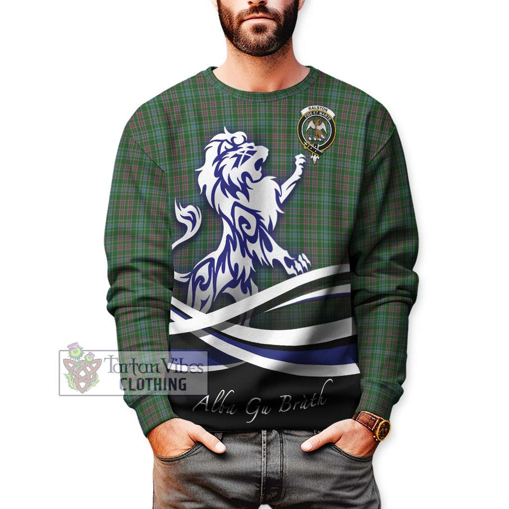 Ralston USA Tartan Sweatshirt with Alba Gu Brath Regal Lion Emblem Unisex - Tartanvibesclothing Shop