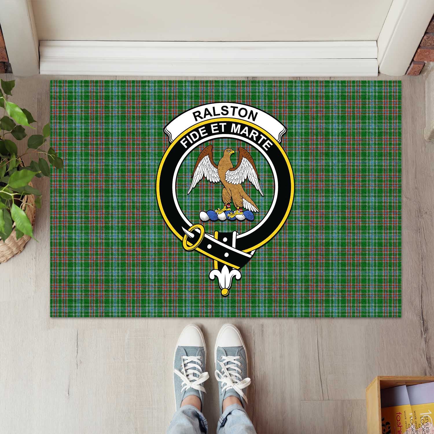 Ralston USA Tartan Door Mat with Family Crest - Tartanvibesclothing