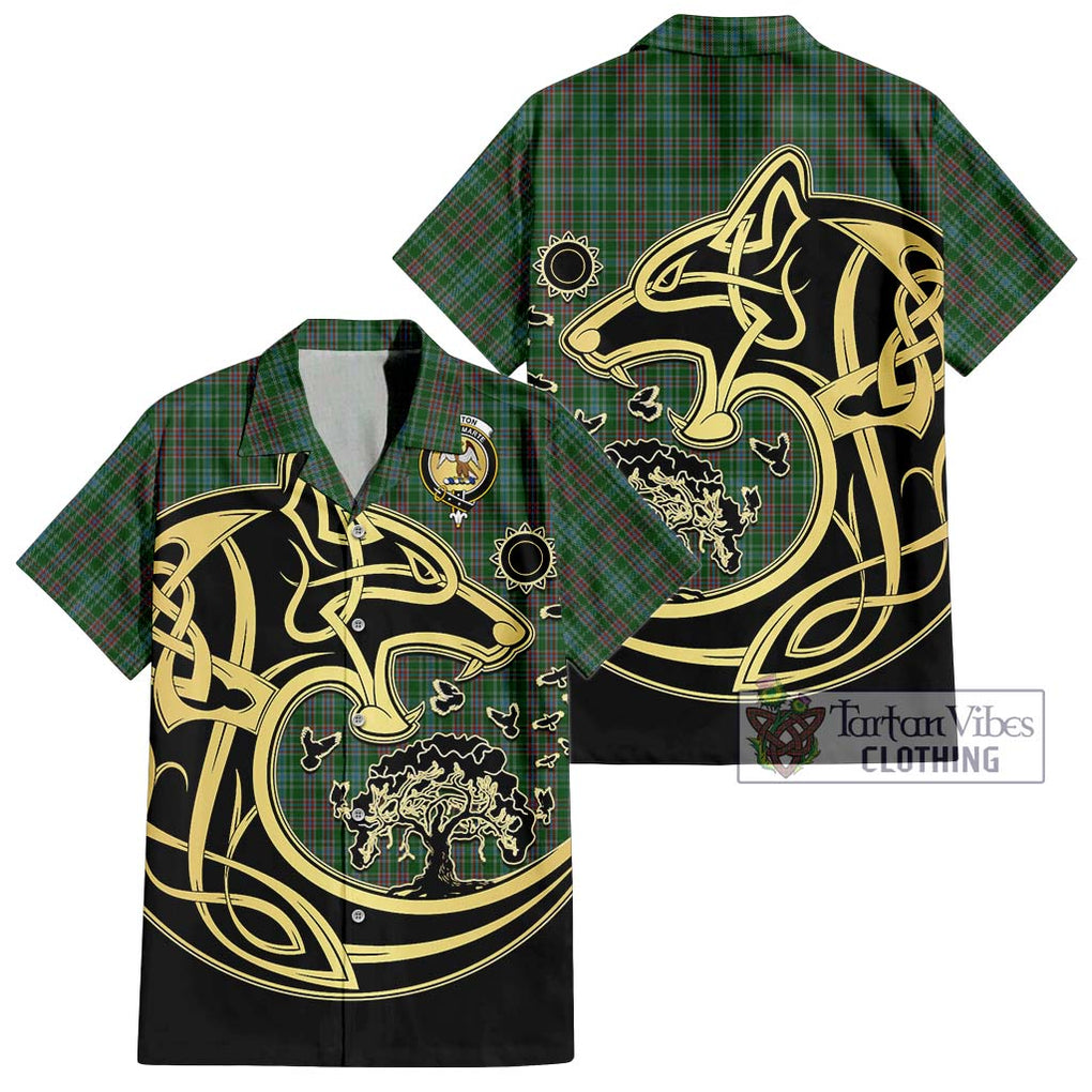 Ralston USA Tartan Short Sleeve Button Shirt with Family Crest Celtic Wolf Style Kid - Tartan Vibes Clothing