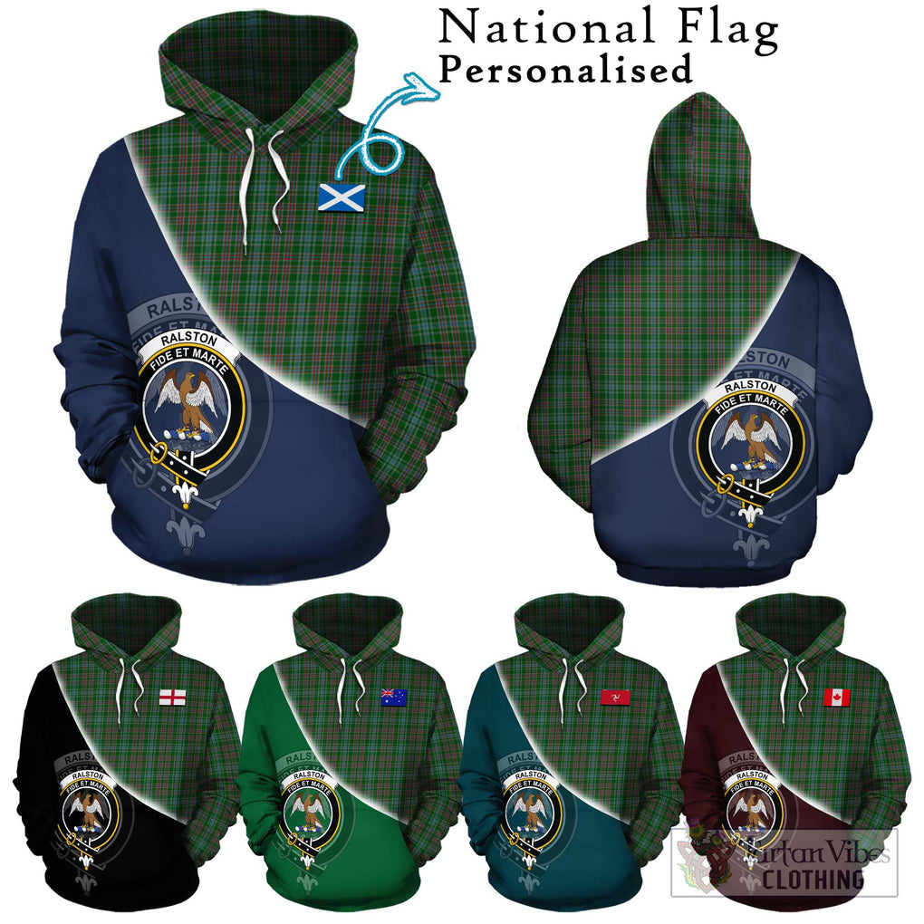 Ralston USA Tartan Hoodie with Personalised National Flag and Family Crest Half Style Zip Hoodie - Tartanvibesclothing Shop