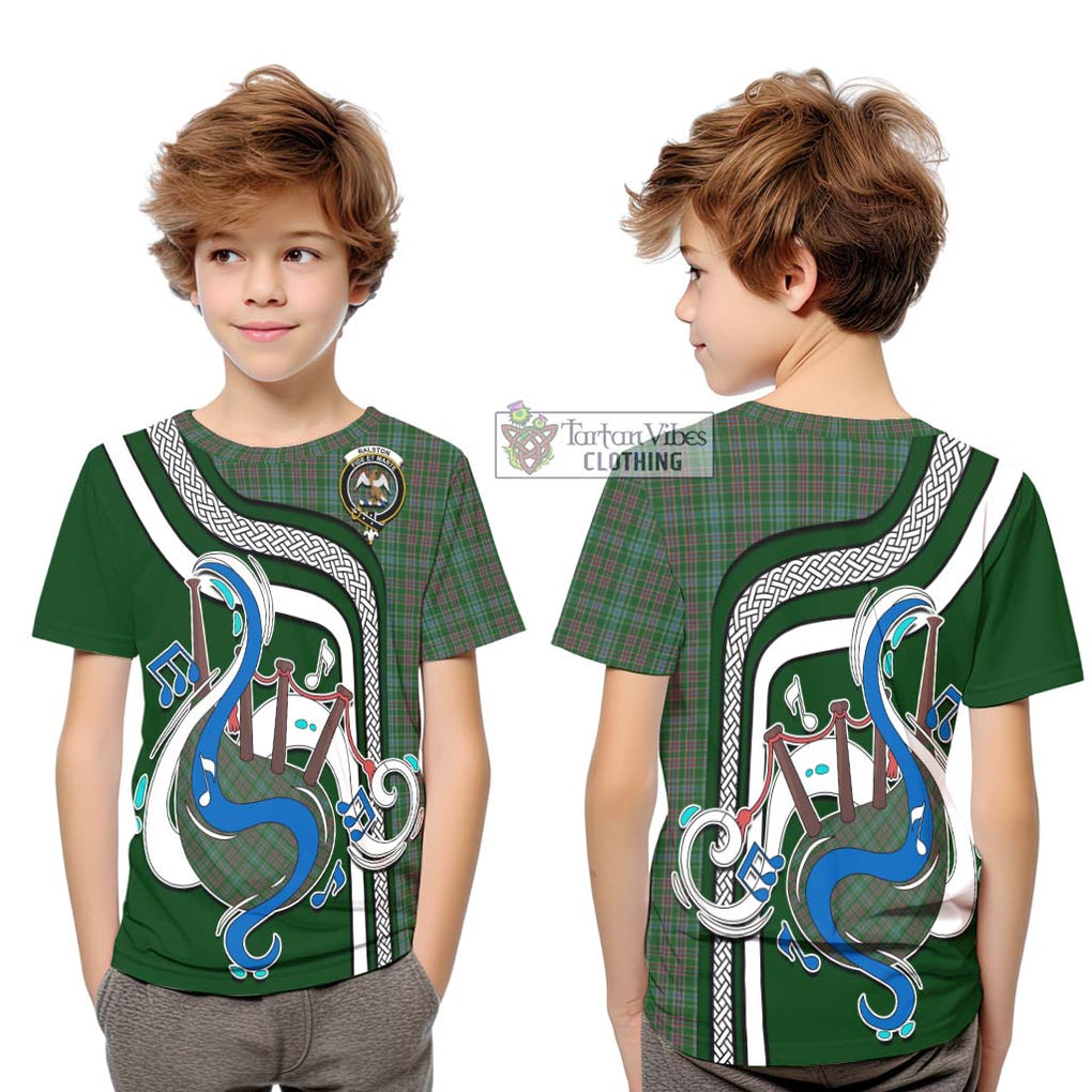 Tartan Vibes Clothing Ralston USA Tartan Kid T-Shirt with Epic Bagpipe Style