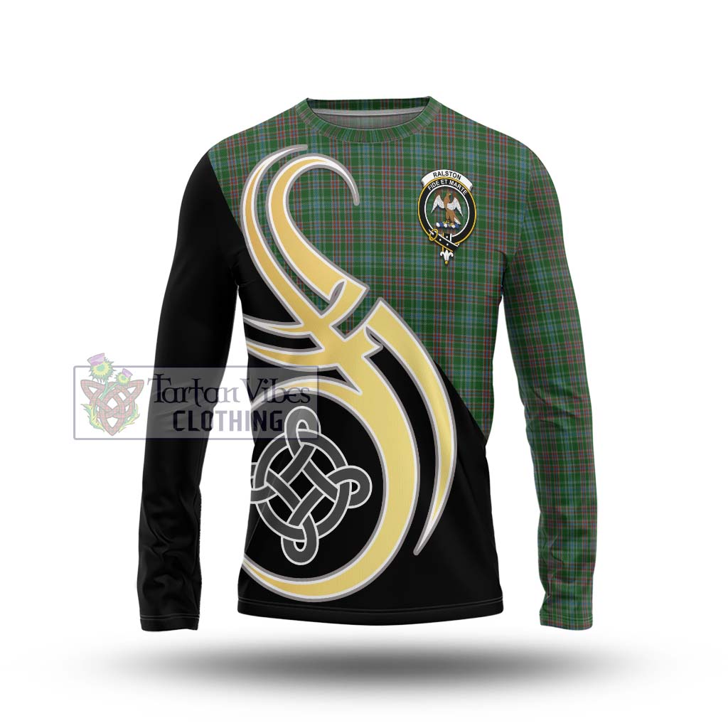 Ralston USA Tartan Long Sleeve T-Shirt with Family Crest and Celtic Symbol Style Unisex - Tartan Vibes Clothing