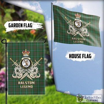 Ralston USA Tartan Flag with Clan Crest and the Golden Sword of Courageous Legacy