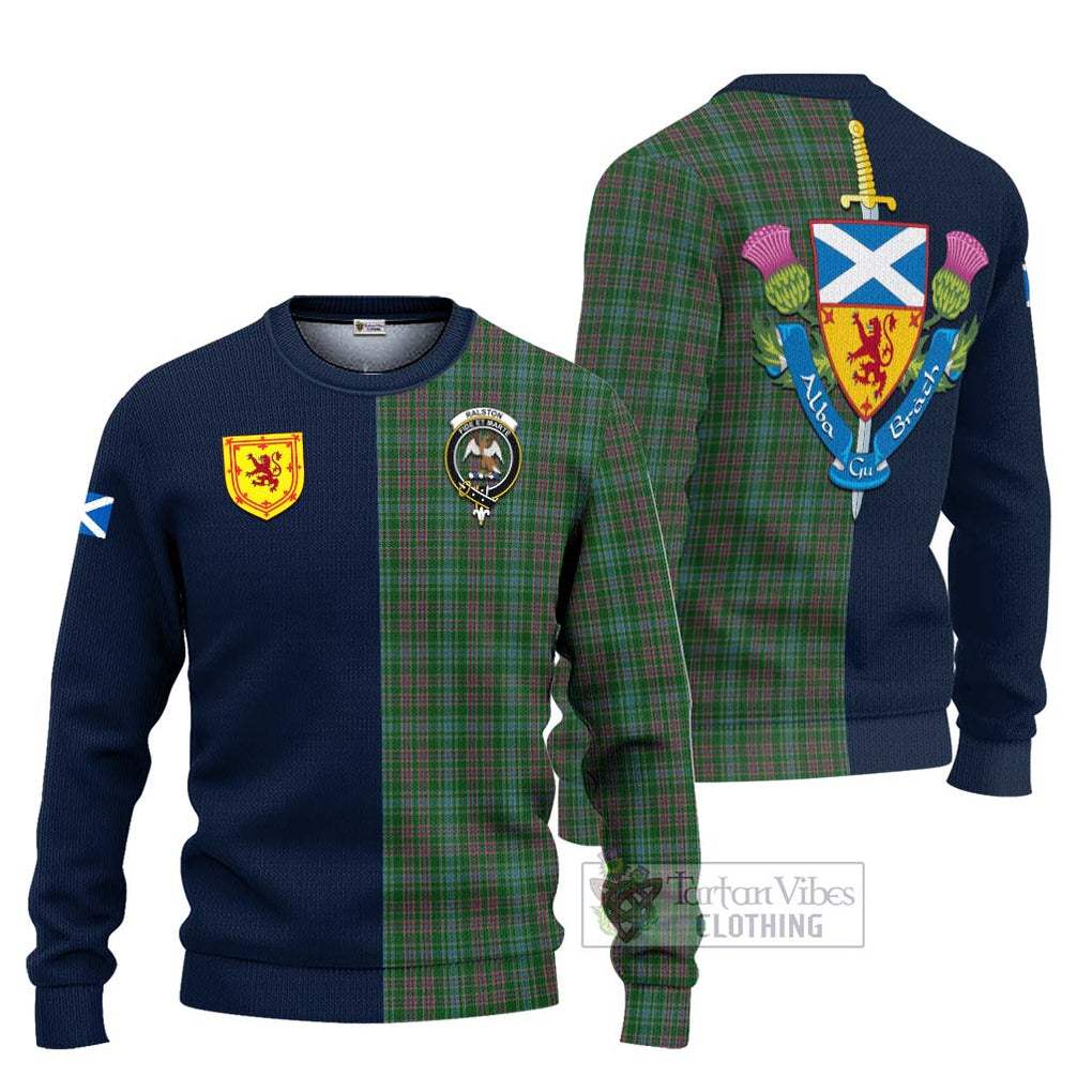 Tartan Vibes Clothing Ralston USA Tartan Knitted Sweater with Scottish Lion Royal Arm Half Style