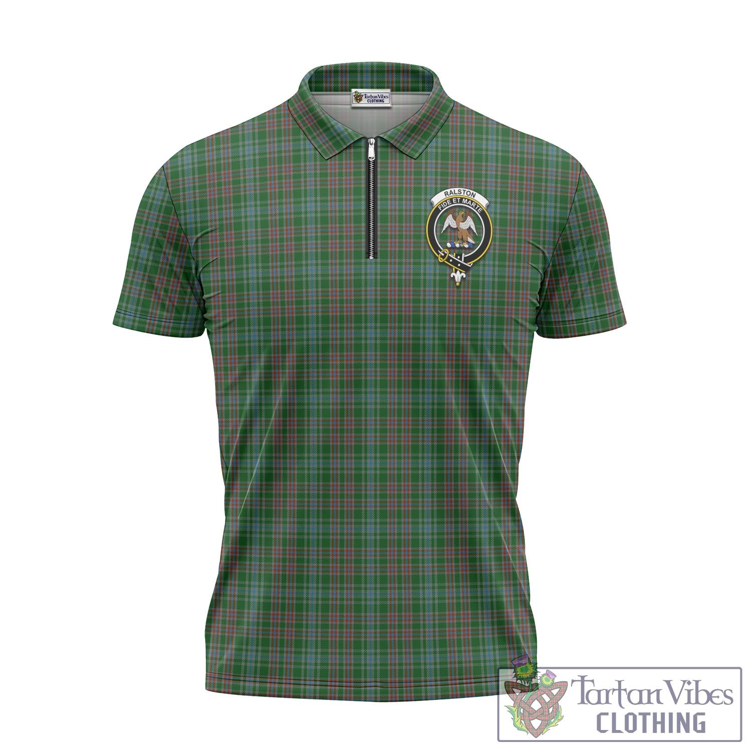 Tartan Vibes Clothing Ralston USA Tartan Zipper Polo Shirt with Family Crest