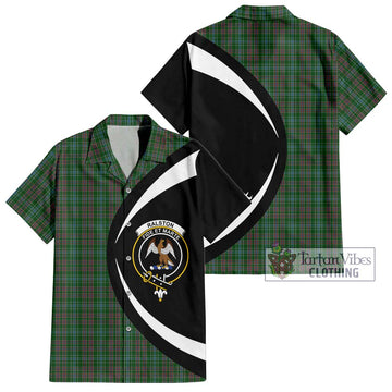 Ralston USA Tartan Short Sleeve Button Up with Family Crest Circle Style