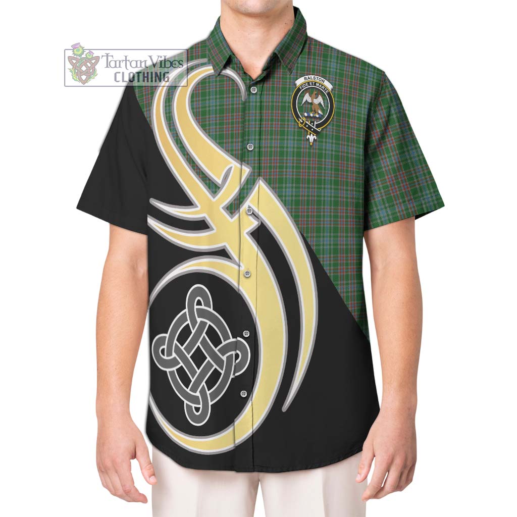 Ralston USA Tartan Short Sleeve Button Shirt with Family Crest and Celtic Symbol Style Kid - Tartan Vibes Clothing