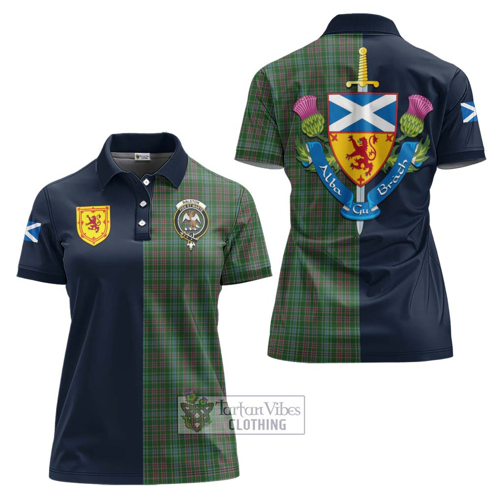 Tartan Vibes Clothing Ralston USA Tartan Women's Polo Shirt with Scottish Lion Royal Arm Half Style