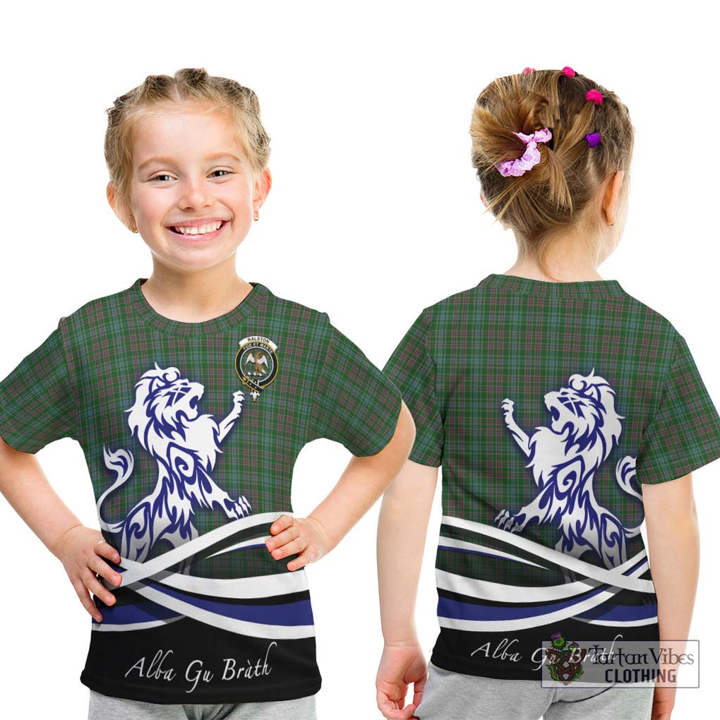 Ralston USA Tartan Kid T-Shirt with Alba Gu Brath Regal Lion Emblem - Tartanvibesclothing Shop