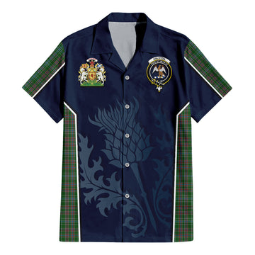 Ralston USA Tartan Short Sleeve Button Up Shirt with Family Crest and Scottish Thistle Vibes Sport Style