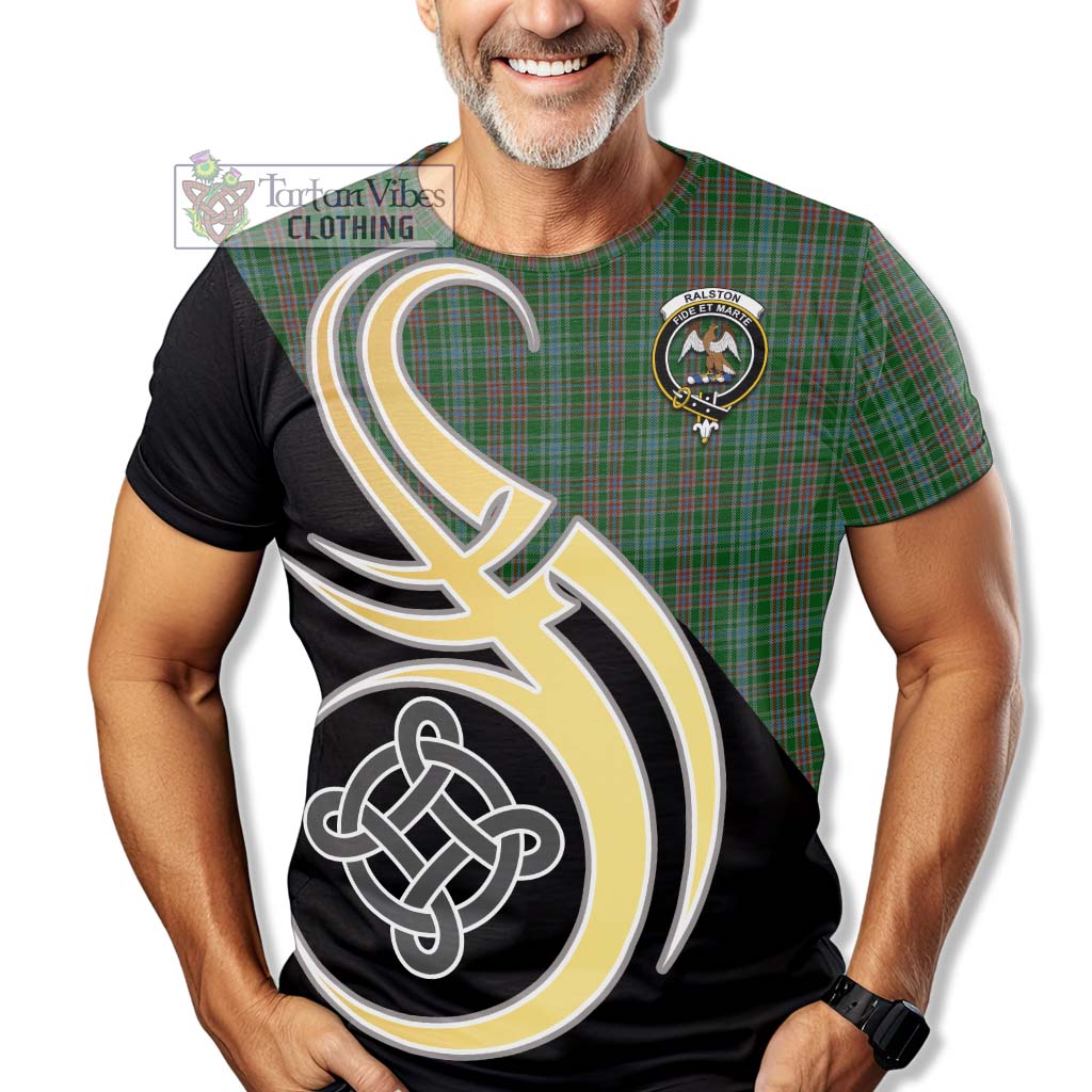 Tartan Vibes Clothing Ralston USA Tartan T-Shirt with Family Crest and Celtic Symbol Style