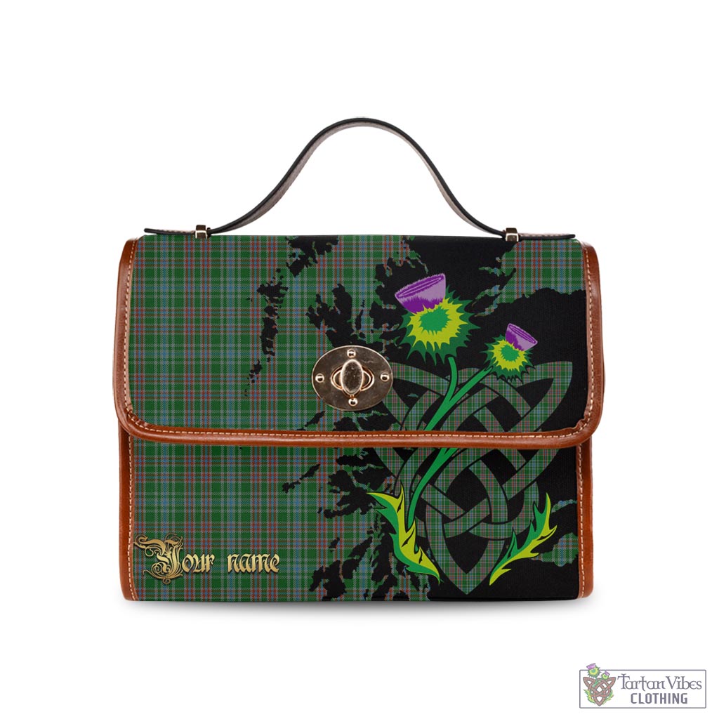 Tartan Vibes Clothing Ralston USA Tartan Waterproof Canvas Bag with Scotland Map and Thistle Celtic Accents