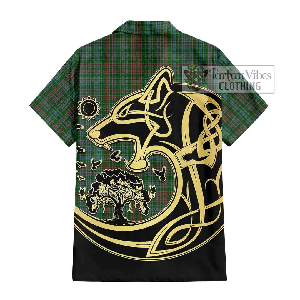 Ralston USA Tartan Short Sleeve Button Shirt with Family Crest Celtic Wolf Style - Tartan Vibes Clothing