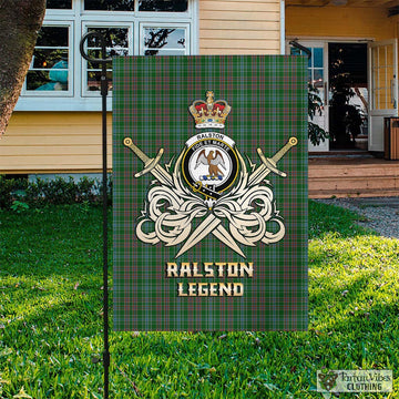 Ralston USA Tartan Flag with Clan Crest and the Golden Sword of Courageous Legacy