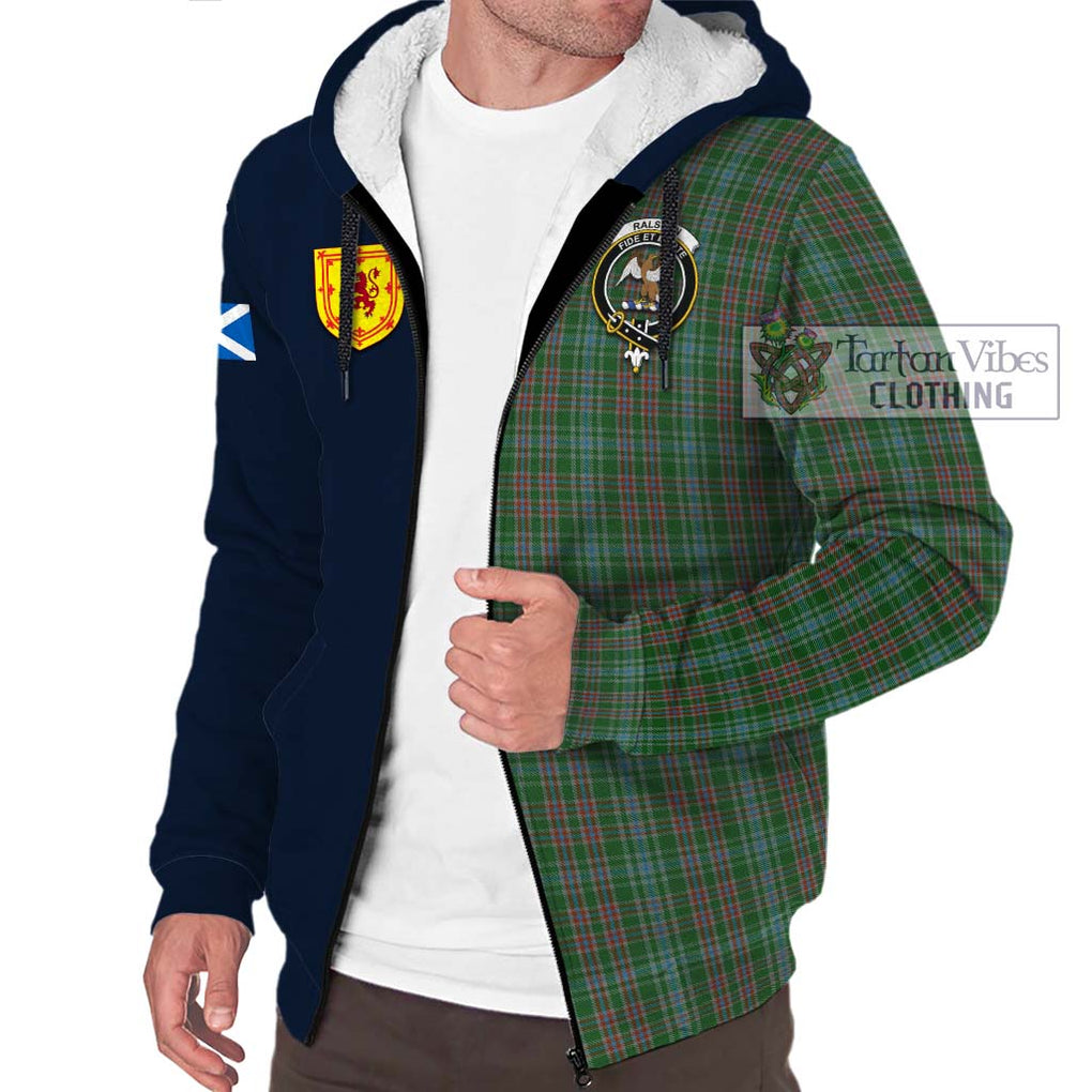 Tartan Vibes Clothing Ralston USA Tartan Sherpa Hoodie with Scottish Lion Royal Arm Half Style