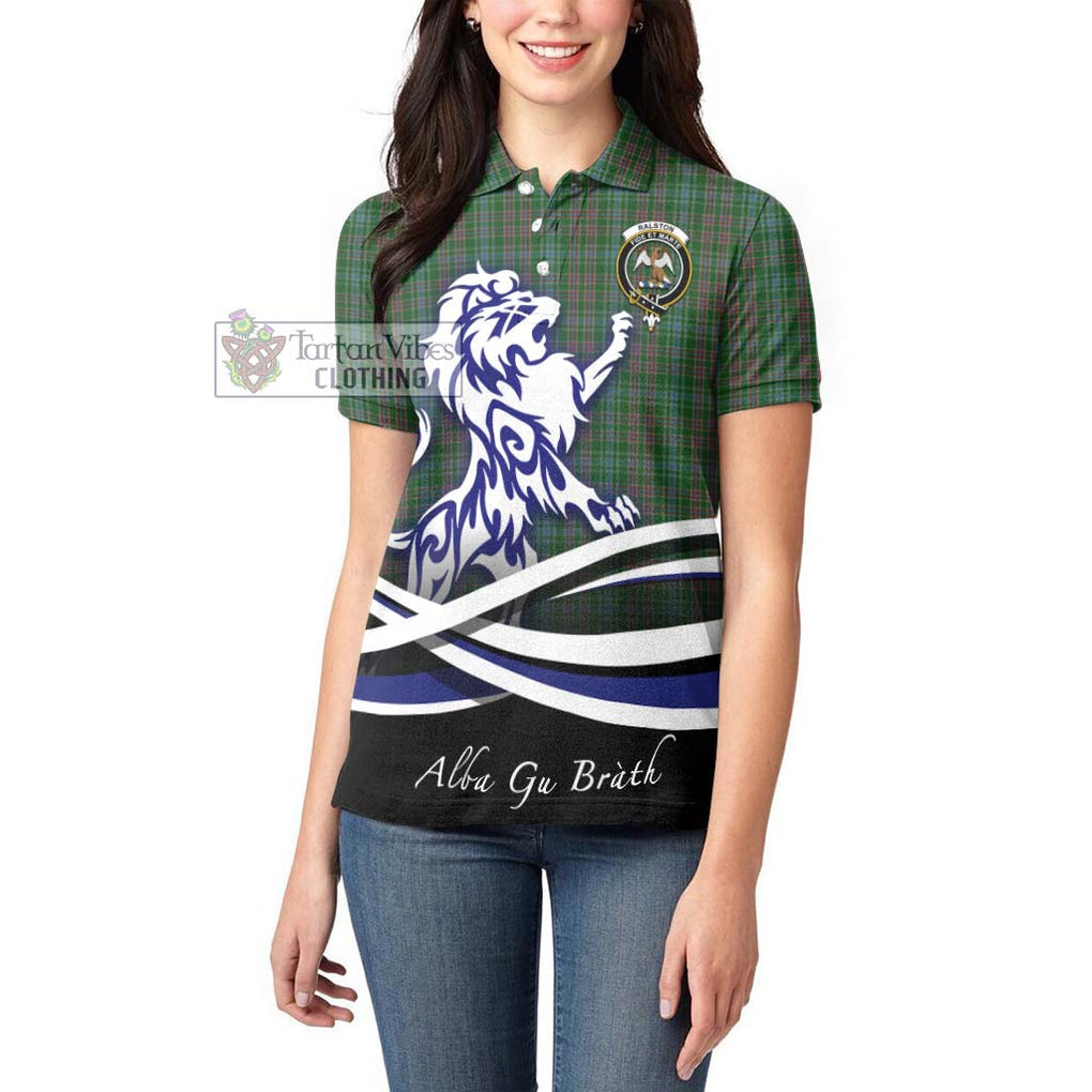 Ralston USA Tartan Women's Polo Shirt with Alba Gu Brath Regal Lion Emblem - Tartanvibesclothing Shop