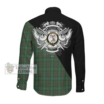 Ralston USA Tartan Long Sleeve Button Shirt with Family Crest and Military Logo Style